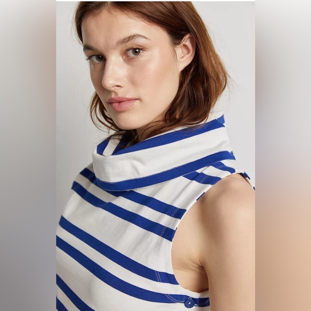 Anthropologie X Maeve Sailor Nautical Cowl Neck Top Striped Size Small